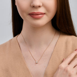 Gilded 1/4 Carat Lab-Grown Diamond Round-Shaped Solitaire Plus Pendant with a Petite Halo