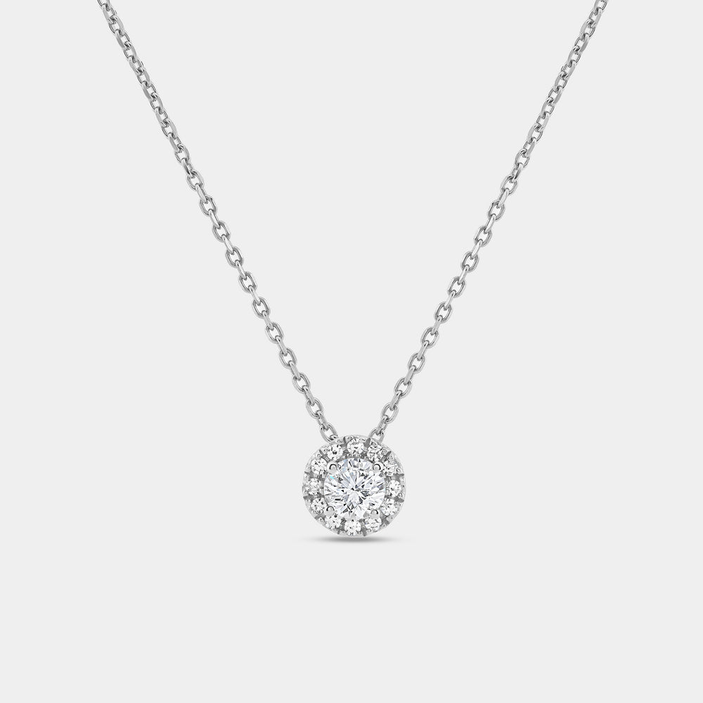 Gilded 1/4 Carat Lab-Grown Diamond Round-Shaped Solitaire Plus Pendant with a Petite Halo