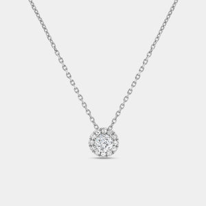 Gilded 1/4 Carat Lab-Grown Diamond Round-Shaped Solitaire Plus Pendant with a Petite Halo