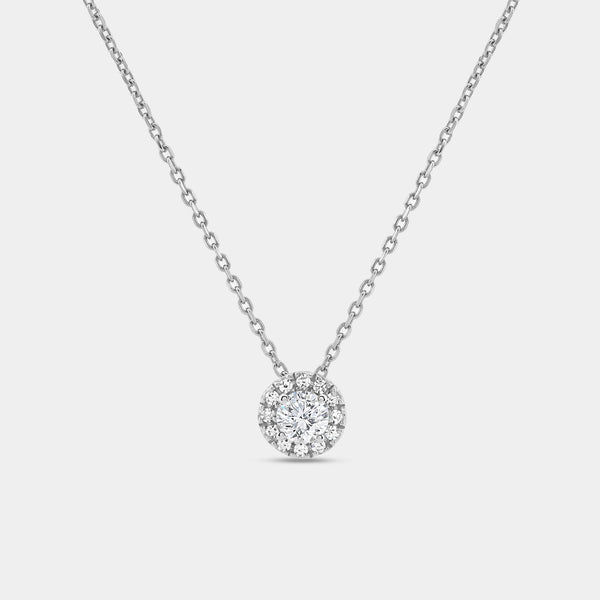 Gilded 1/4 Carat Lab-Grown Diamond Round-Shaped Solitaire Plus Pendant with a Petite Halo