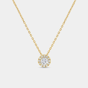 Gilded 1/4 Carat Lab-Grown Diamond Round-Shaped Solitaire Plus Pendant with a Petite Halo