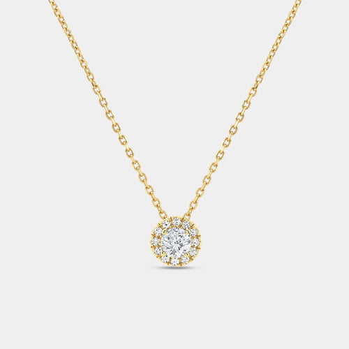 Gilded 1/4 Carat Lab-Grown Diamond Round-Shaped Solitaire Plus Pendant with a Petite Halo