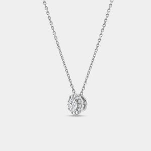 Gilded 1/4 Carat Lab-Grown Diamond Round-Shaped Solitaire Plus Pendant with a Petite Halo