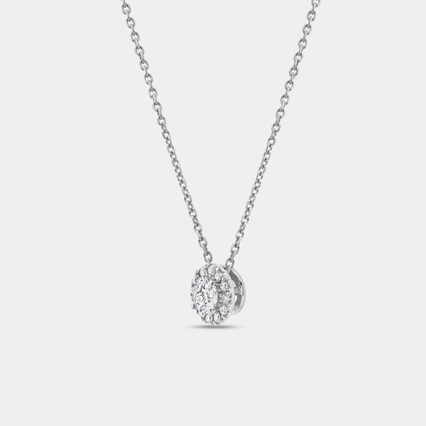 Gilded 1/4 Carat Lab-Grown Diamond Round-Shaped Solitaire Plus Pendant with a Petite Halo