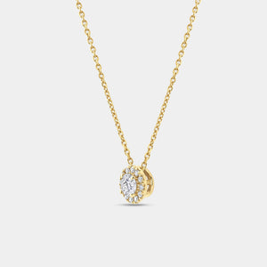 Gilded 1/4 Carat Lab-Grown Diamond Round-Shaped Solitaire Plus Pendant with a Petite Halo