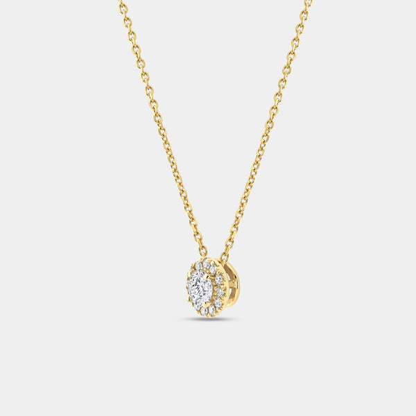 Gilded 1/4 Carat Lab-Grown Diamond Round-Shaped Solitaire Plus Pendant with a Petite Halo