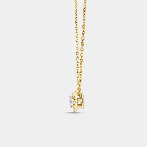 Gilded 1/4 Carat Lab-Grown Diamond Round-Shaped Solitaire Plus Pendant with a Petite Halo