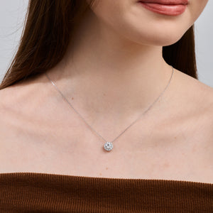 Gilded 1 Carat Lab-Grown Diamond Round-Shaped Solitaire Plus Pendant with a Petite Halo