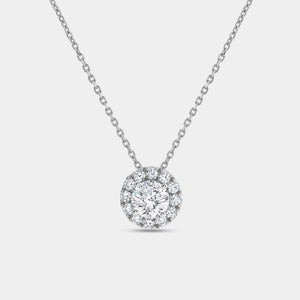 Gilded 1 Carat Lab-Grown Diamond Round-Shaped Solitaire Plus Pendant with a Petite Halo