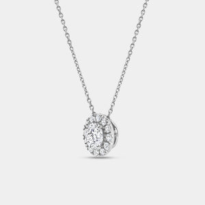 Gilded 1 Carat Lab-Grown Diamond Round-Shaped Solitaire Plus Pendant with a Petite Halo