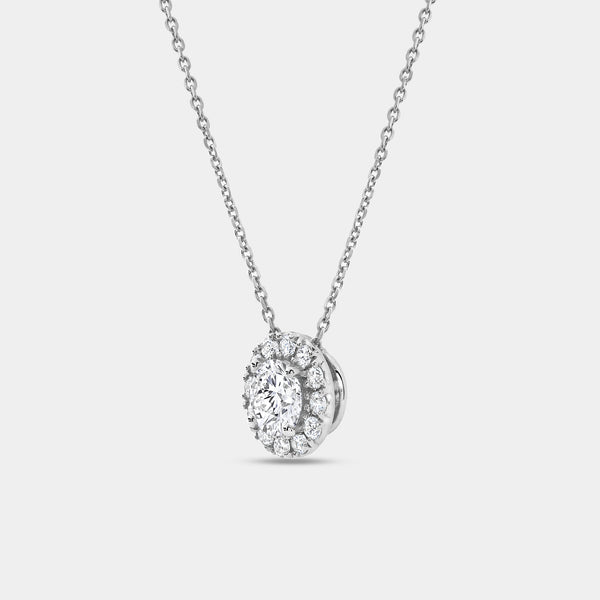 Gilded 1 Carat Lab-Grown Diamond Round-Shaped Solitaire Plus Pendant with a Petite Halo