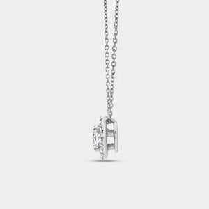 Gilded 1 Carat Lab-Grown Diamond Round-Shaped Solitaire Plus Pendant with a Petite Halo