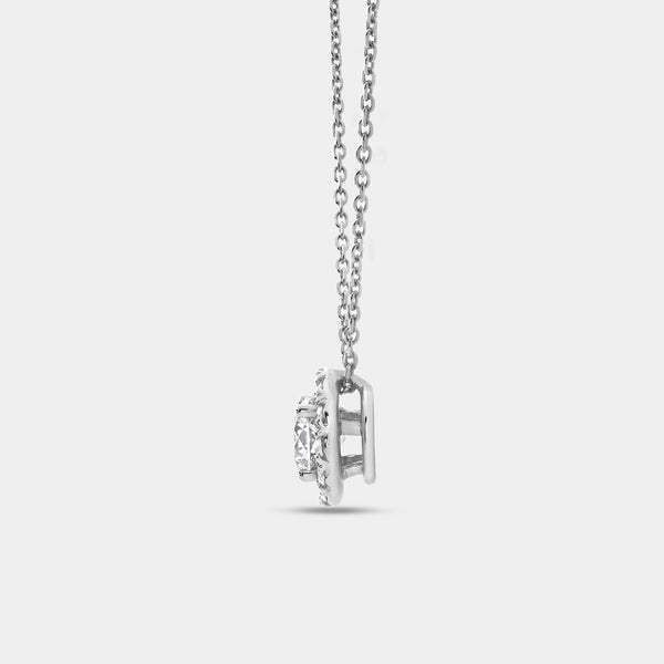 Gilded 1 Carat Lab-Grown Diamond Round-Shaped Solitaire Plus Pendant with a Petite Halo