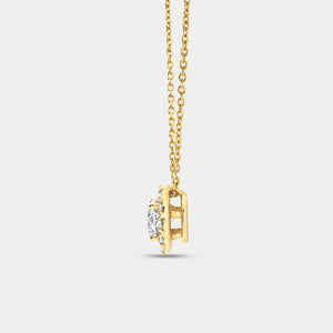 Gilded 1 Carat Lab-Grown Diamond Round-Shaped Solitaire Plus Pendant with a Petite Halo