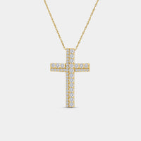 Gilded 1 Carat Lab-Grown Diamond Accented Cross Pendant