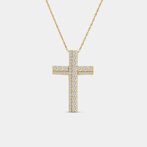 Gilded 1 Carat Lab-Grown Diamond Accented Cross Pendant