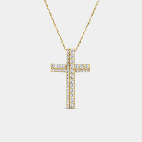 Gilded 1 Carat Lab-Grown Diamond Accented Cross Pendant