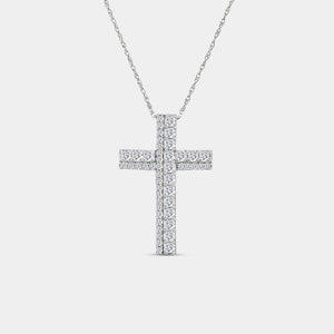Gilded 1 Carat Lab-Grown Diamond Accented Cross Pendant