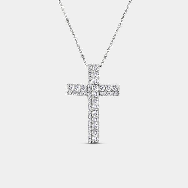 Gilded 1 Carat Lab-Grown Diamond Accented Cross Pendant