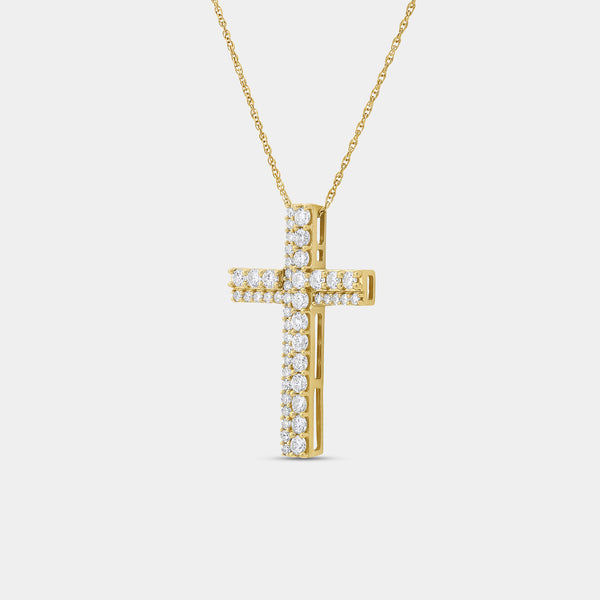 Gilded 1 Carat Lab-Grown Diamond Accented Cross Pendant