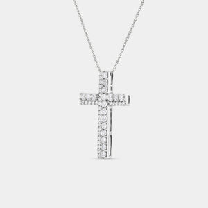 Gilded 1 Carat Lab-Grown Diamond Accented Cross Pendant