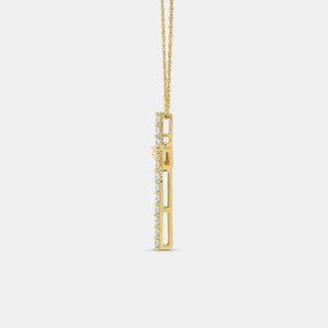 Gilded 1 Carat Lab-Grown Diamond Accented Cross Pendant
