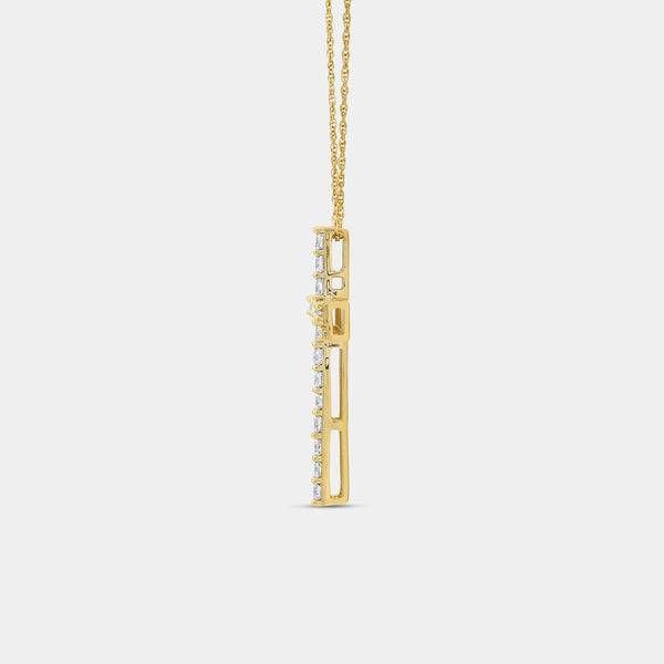 Gilded 1 Carat Lab-Grown Diamond Accented Cross Pendant