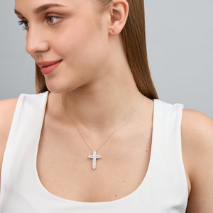 Gilded 1 Carat Lab-Grown Diamond Cross Pendant With Curved Edges and a Multi-Stone Center