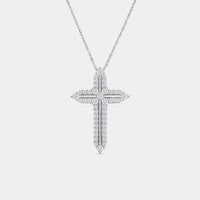 Gilded 1 Carat Lab-Grown Diamond Cross Pendant With Curved Edges and a Multi-Stone Center