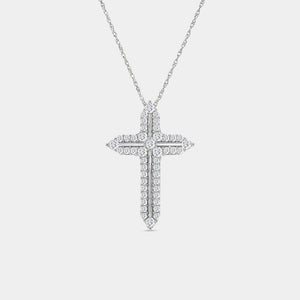 Gilded 1 Carat Lab-Grown Diamond Cross Pendant With Curved Edges and a Multi-Stone Center