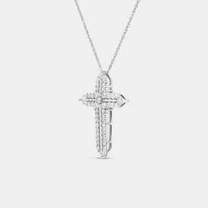 Gilded 1 Carat Lab-Grown Diamond Cross Pendant With Curved Edges and a Multi-Stone Center