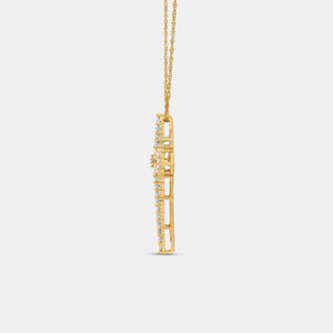 Gilded 1 Carat Lab-Grown Diamond Cross Pendant With Curved Edges and a Multi-Stone Center