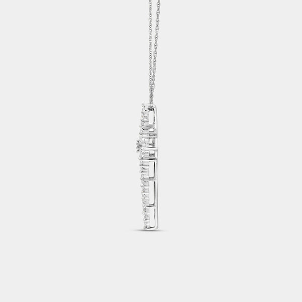 Gilded 1 Carat Lab-Grown Diamond Cross Pendant With Curved Edges and a Multi-Stone Center