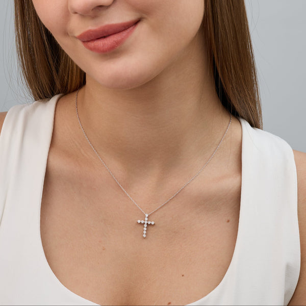1/2 Carat Lab-Grown Diamond Classic Cross Pendant With Round-Shaped Diamonds — GILDED New York