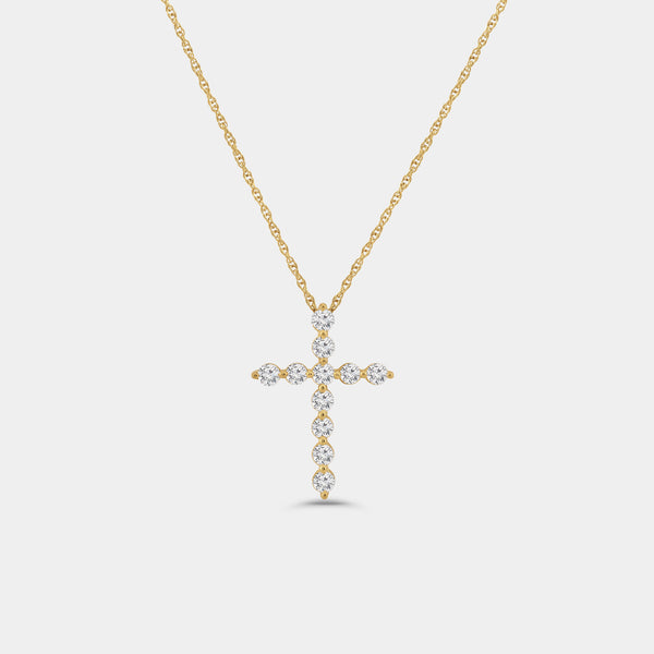 1/2 Carat Lab-Grown Diamond Classic Cross Pendant With Round-Shaped Diamonds — GILDED New York