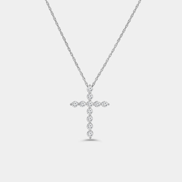 1/2 Carat Lab-Grown Diamond Classic Cross Pendant With Round-Shaped Diamonds — GILDED New York