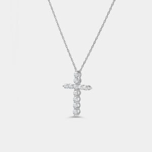 Gilded 1/2 Carat Lab-Grown Diamond Classic Cross Pendant With Round-Shaped Diamonds