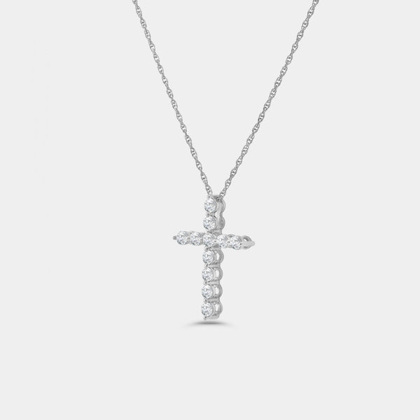 1/2 Carat Lab-Grown Diamond Classic Cross Pendant With Round-Shaped Diamonds — GILDED New York