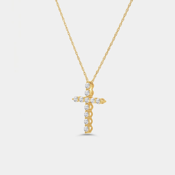 1/2 Carat Lab-Grown Diamond Classic Cross Pendant With Round-Shaped Diamonds — GILDED New York