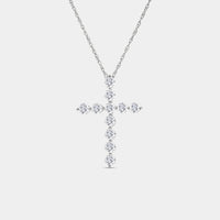 1 Carat Lab-Grown Diamond Classic Cross Pendant With Round-Shaped Diamonds — GILDED New York