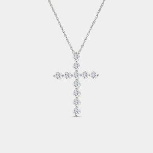 Gilded 1 Carat Lab-Grown Diamond Classic Cross Pendant With Round-Shaped Diamonds