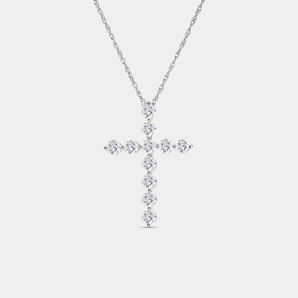 1 Carat Lab-Grown Diamond Classic Cross Pendant With Round-Shaped Diamonds — GILDED New York