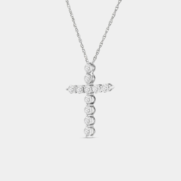 1 Carat Lab-Grown Diamond Classic Cross Pendant With Round-Shaped Diamonds — GILDED New York