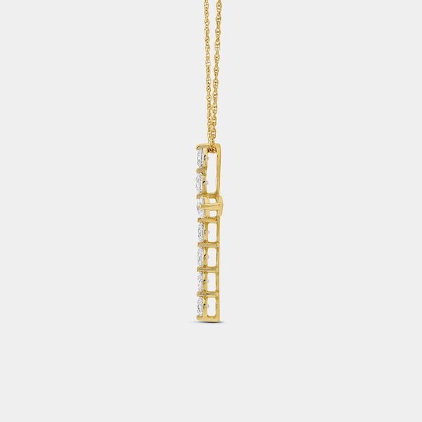 1 Carat Lab-Grown Diamond Classic Cross Pendant With Round-Shaped Diamonds — GILDED New York