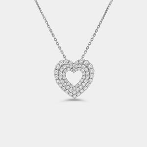 Gilded 1 Carat Lab-Grown Diamond Three-Row Heart-Shaped Pendant