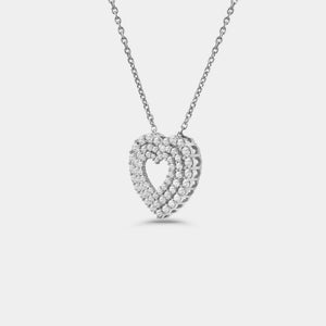 Gilded 1 Carat Lab-Grown Diamond Three-Row Heart-Shaped Pendant