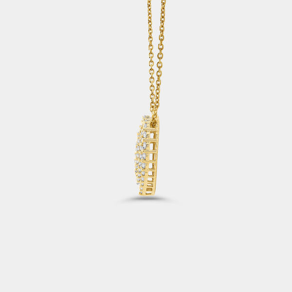 Gilded 1 Carat Lab-Grown Diamond Three-Row Heart-Shaped Pendant