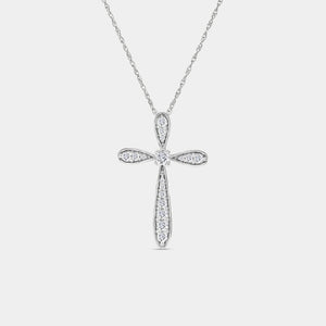 Gilded 1/4 Carat Lab-Grown Diamond Curved Edge Cross Pendant
