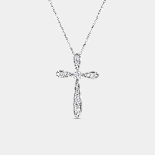 Gilded 1/4 Carat Lab-Grown Diamond Curved Edge Cross Pendant