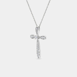 Gilded 1/4 Carat Lab-Grown Diamond Curved Edge Cross Pendant